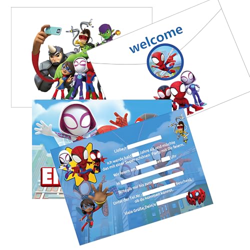 Cartes invitation anniversaire araignée avec enveloppe décoration fête dessin animé garçon