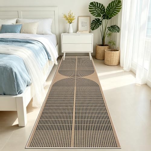 Alfombra de yute arcoíris 80 cm lavable y antideslizante para salón o patio negro 7