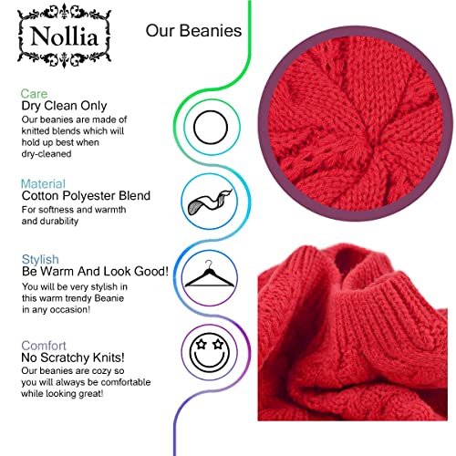 Image of Nollia Soft Knit Solid Color Beanie, Chic, and Lightweight Crochet Knitted Style Beanie Hat for Women, One Size Slouchy Hat