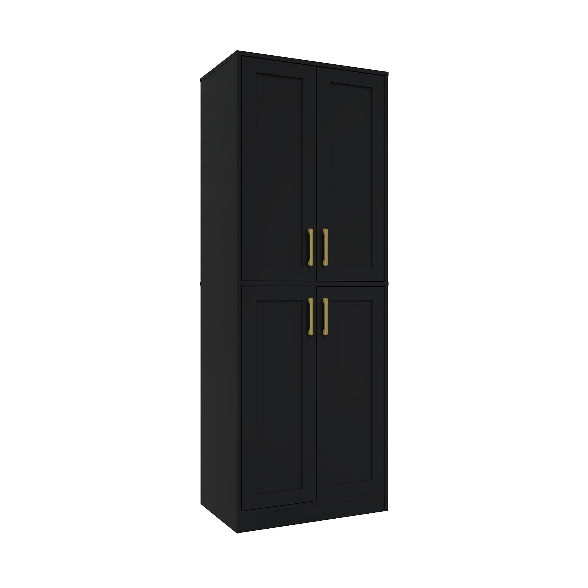 Armario de almacenamiento alto con puertas y estante para baño, sala de estar, entrada - negro