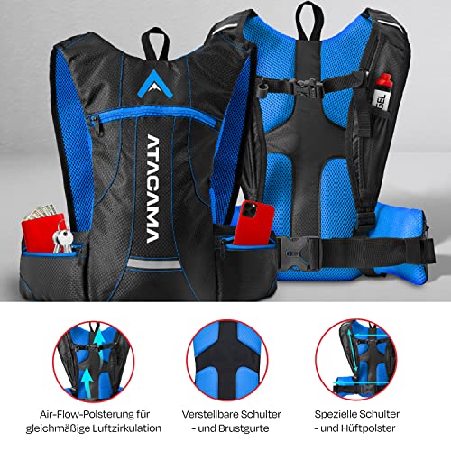 ATACAMA Laufrucksack ohne Blase zum Laufen und Fahrrad Fahren 2l rot/blau - wasserdicht, reflektierend, leicht… – Ansicht 3