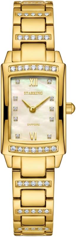 STARKING Gold Watches for Women, Quartz Wrist Watches of Vintage Watch, Japanese Quartz Movement, 3ATM Waterproof, Birthday Gifts, Stainless Steel Detachable Watch Band