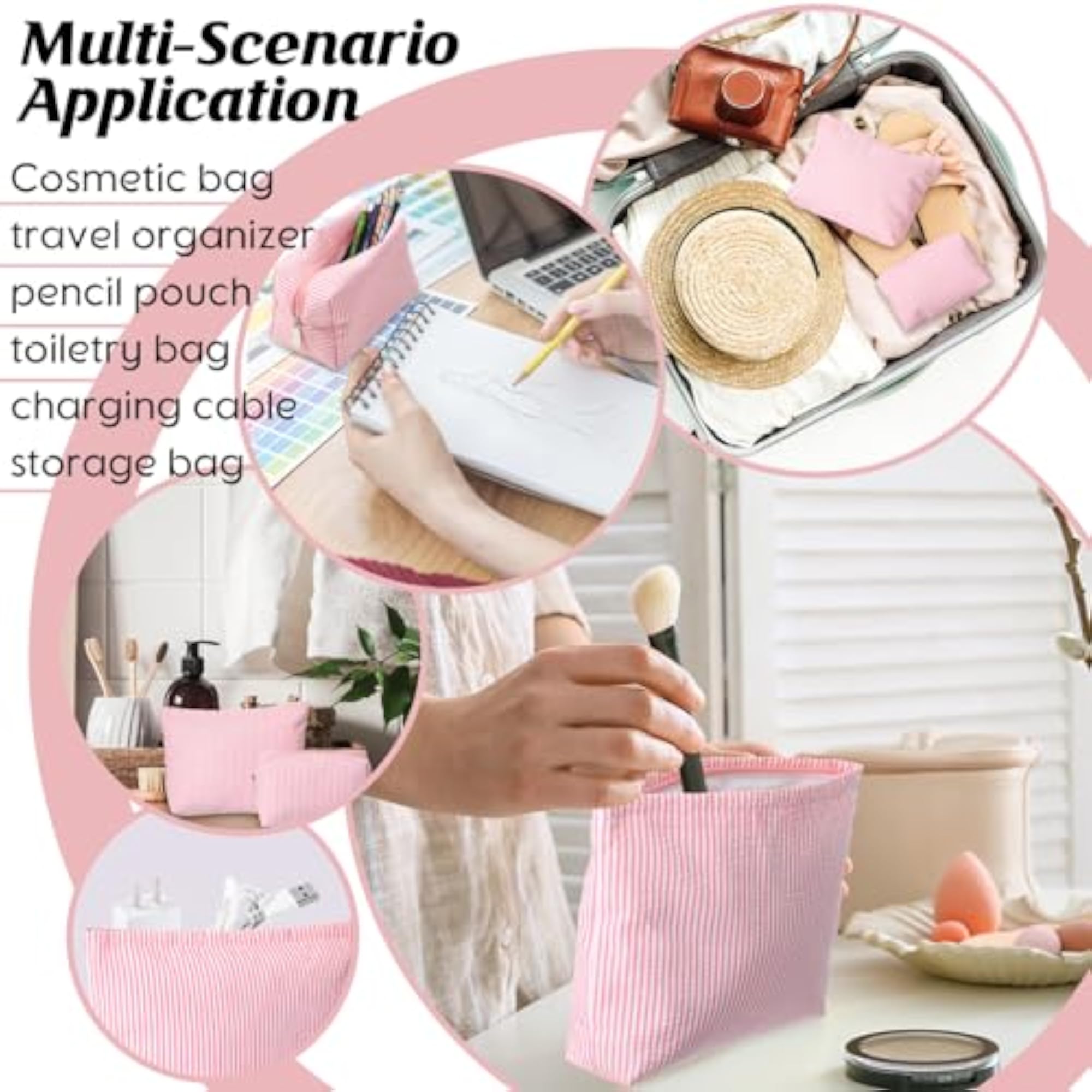 2 Pieces Makeup Bag Set Cute Cosmetic Pouch Gift