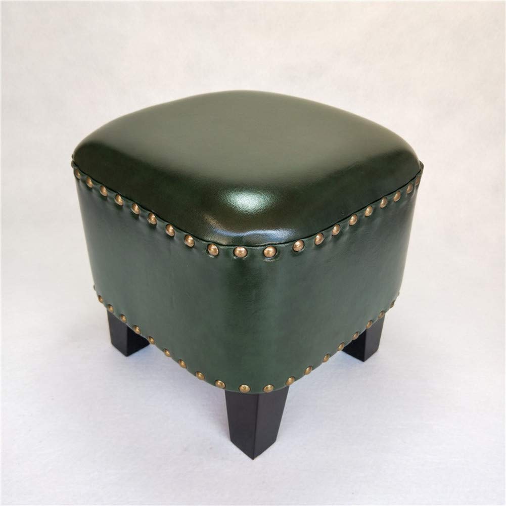 MSM 4 Legs Upholstered Footstool, Creative Square Faux Leather Cover Solid Wood Legs Living Room Stool Tools-O 30x30x30cm