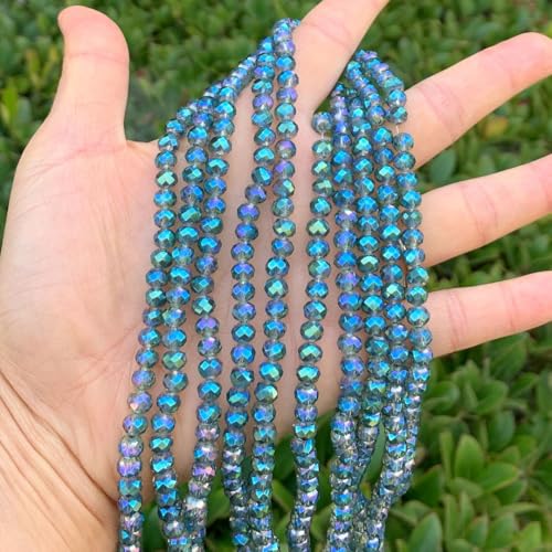 Image of 200pcs Czech Faceted Rondelle Crystal Glass Beads 6mm Bulk Green Peridot Shimmer