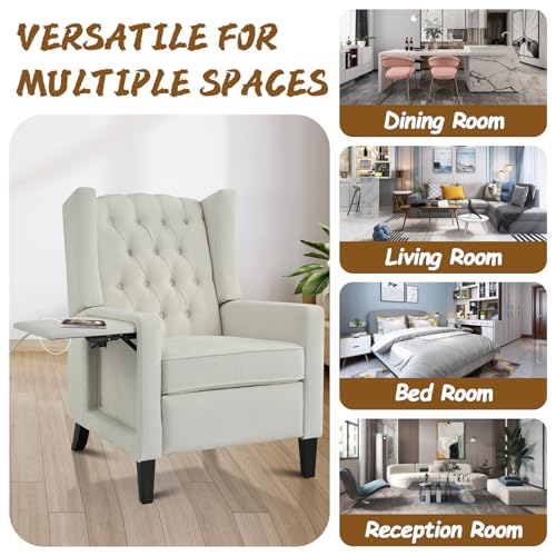 Sillón Plegable Beige con Mesita y Puertos USB miniatura 7