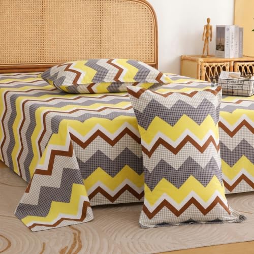 Image of IVAZA Turkish Cotton 280 TC Super Soft Warm Bedsheet Set for Double Size Bed, Durable Double bedsheet with 2 Pillow Cover Yellow Wine
