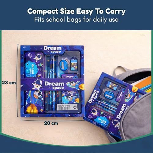 Image of Smily Buds Space Theme Stationery Kit for Kids - Stationery Box Pencil Pen Eraser Sharpener and Space Pencil Box- Stationary Kit Set for Boys and Girls, Birthday Gift for Kids
