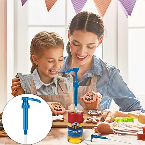 Image of Zopeal 8 Pieces Coffee Syrup Pump Dispenser Fits 750ml /25.4oz Bottles, Skinny Syrup Pump for Coffee Flavoring, Creamers, Caramel, Beverages, Kitchen Cafe Bar Drinking Mixes Food Dispenser(Blue)