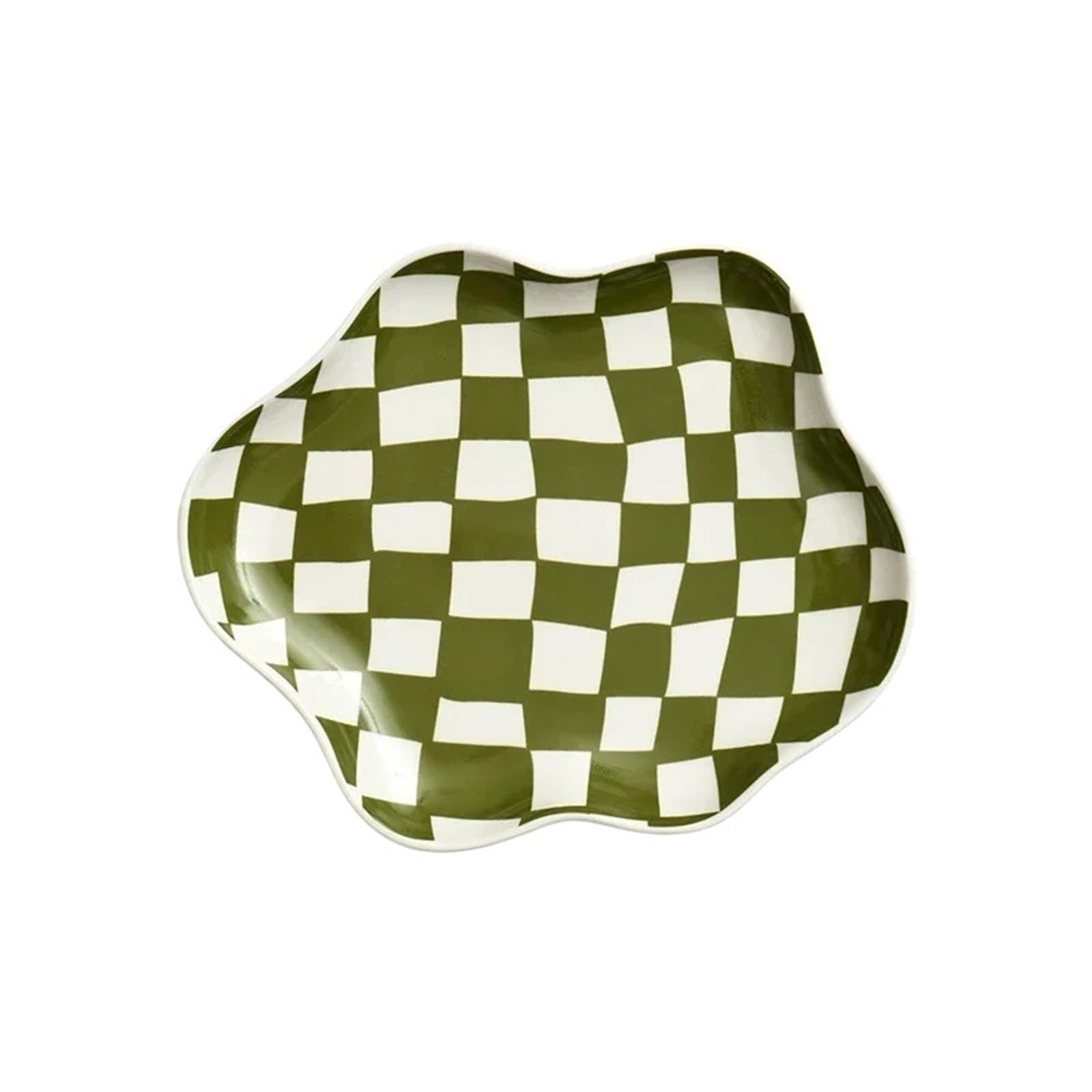 RRYPBOVG Ceramic Jewelry Dish Ceramic Tray Black White Checkerboard Jewelry Storage Trays Decorative Dessert Dishes Plate Home Decoration(Color 02)