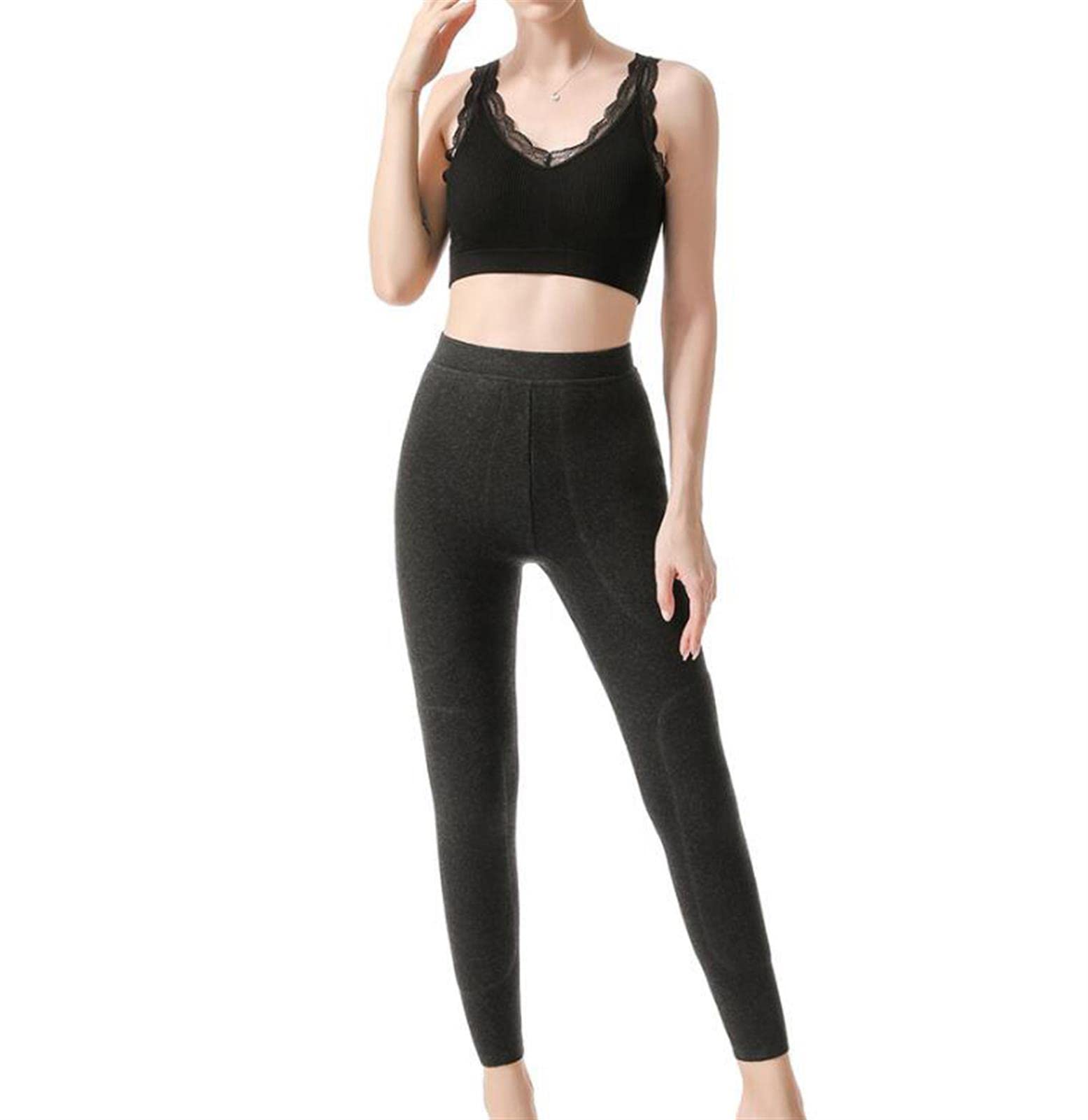 Leggings Termici Invernali Pantaloni Elasticizzati a Vita Alta da Donna addensati Pantaloni Sportivi Intimi da Donna (Black 2X)