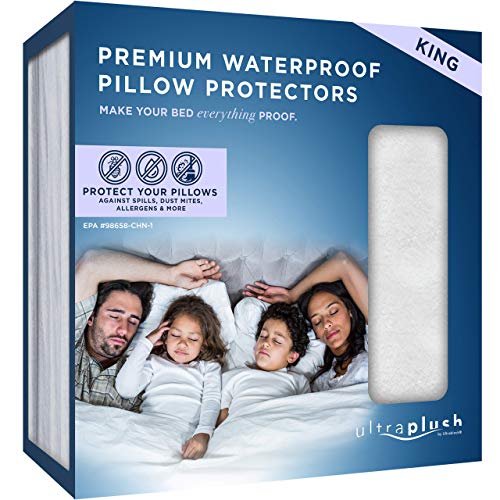 UltraPlush King Size Waterproof Pillow Protector - Zippered - Set of 2 UltraPlush King Size Waterproof Pillow Protector - Zippered - Set of 2