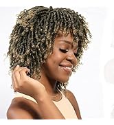 BECUS Dreadlocks Perücken Synthetische Verworrene Lockige Afro Perücken Damen Curly mit Pony kurz...