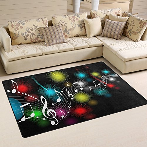 Coosun Notes de musique Zone Tapis Moquette antidérapant Tapis de sol Paillasson pour salon Chambre à coucher 152,4u00a0x 99,1u00a0cm, Tissu, multicolore, 60 x 39 inch