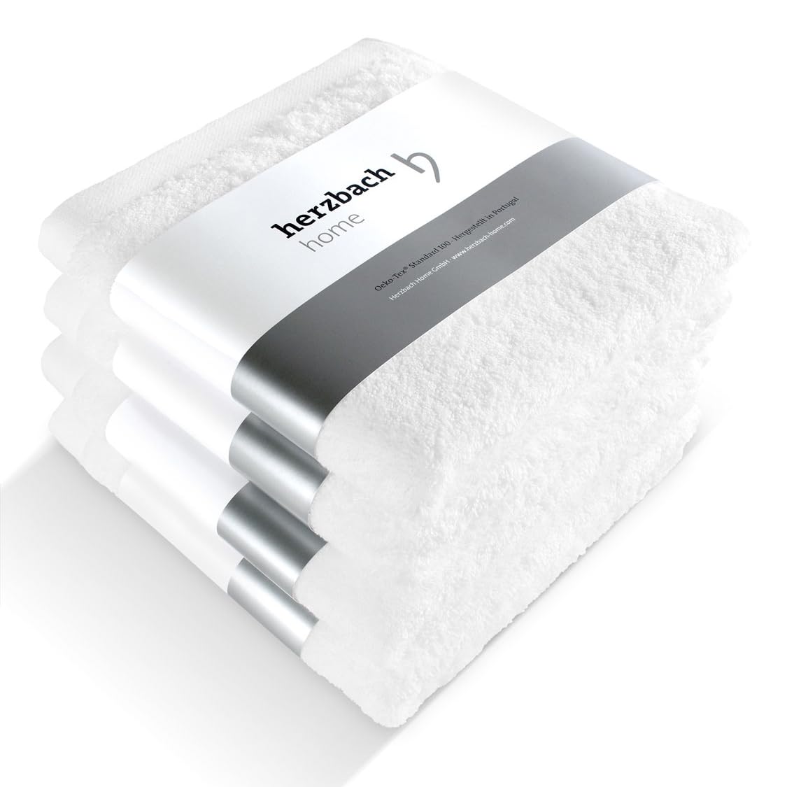 herzbach home Asciugamani Premium 50 x 100 cm Set di 4 (bianco) - Alta qualità, morbido & asciugamani assorbenti per ospiti - 100% cotone naturale