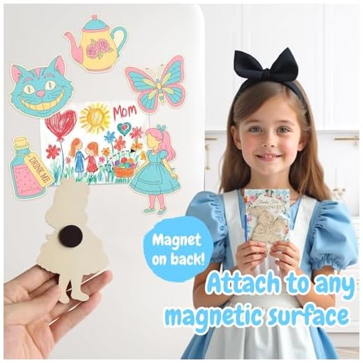 12 Pack Alice Party Favors - Paint your own wooden magnet - Image 5