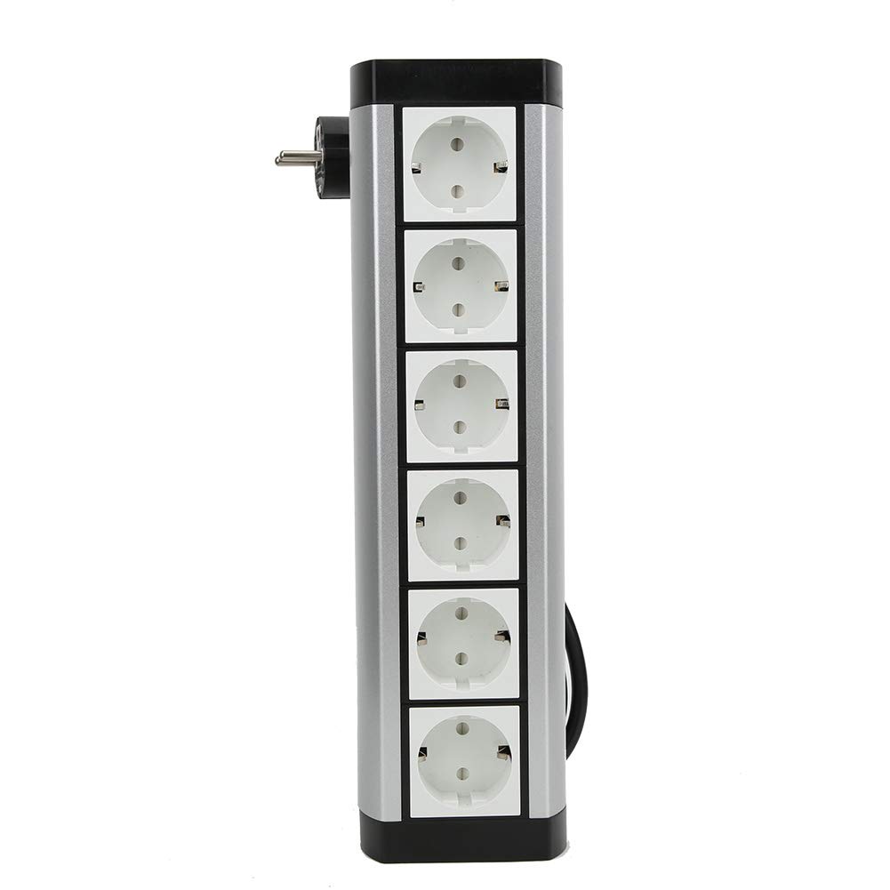 ViaGasaFamido Regleta de Aluminio, 5 o 6 Enchufes Estándar (6 Slot (Size: