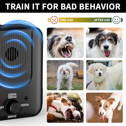QEWEUUIE Anti Bell Gerät Hunde,3 Modi Antibell Ultraschall Gerät,50 Fuß Antibell für Hunde,Einstellbare Frequenz, IPX4 Wasserdichtes,Geeignet für das Training großer, mittelgroßer und Kleiner Hunde