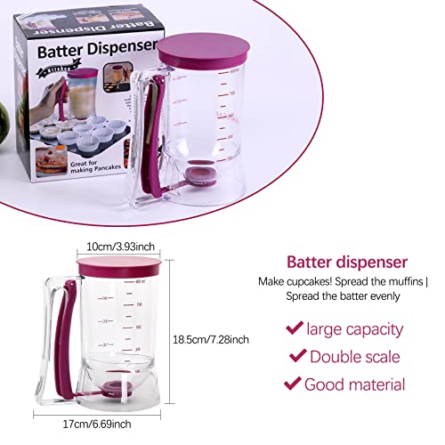 Pancake Dispenser Batter Dispenser Cake Batter Funnel Measuring Cup Dispenser Kitchen Tool Food Grade Ps+abs+Silicone Material - Image 3
