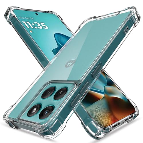 Image of Amazon Basics Back Cover for Moto Edge 60 Fusion 5G PC + TPU Clear Transparent Raised Edges Shockproof Protective Phone Bumper Case(Transparent)