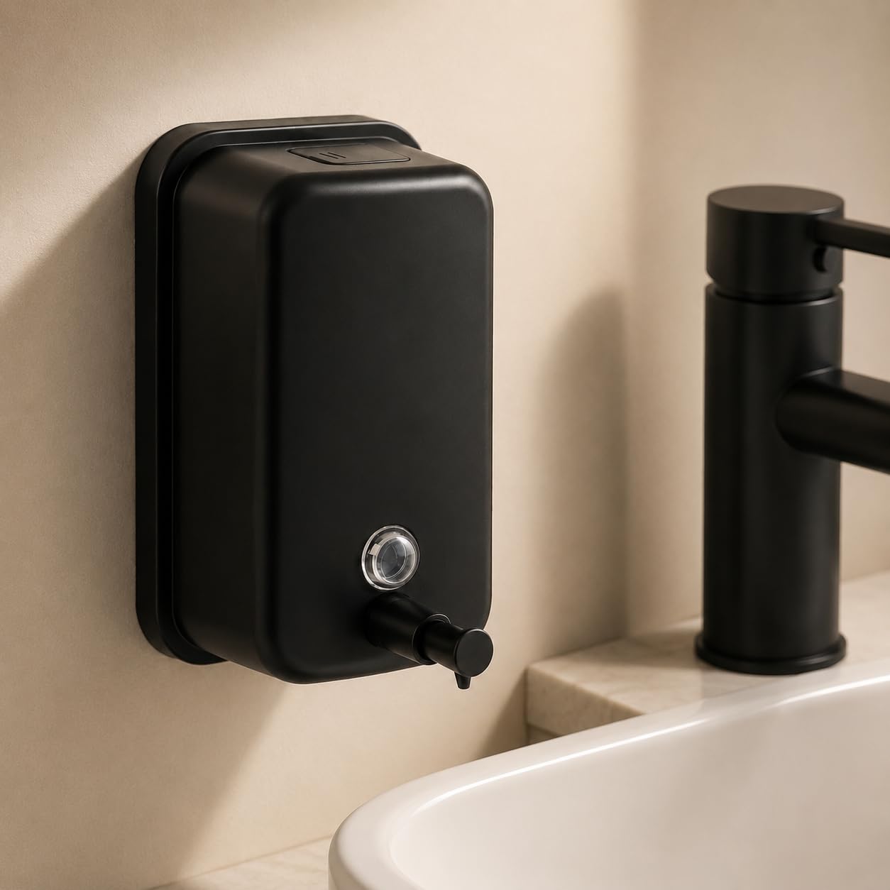 Seifenspender Wandhalterung, 500 ml Badezimmer Wandmontage Seifenspender Seifenhalter Schwarz Metall Wand für Küche Restaurant