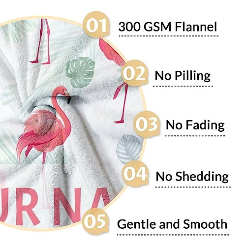 Personalized Flamingo Blanket Gifts with Name - 30x40 Inches Cute Throw for Women & Girls - Pink Soft Fuzzy Blankets for Couch & Office