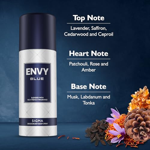 Image of ENVY Sigma Deodorant For Men - 165 ML Each, Pack of 2 | Long Lasting Deodorant