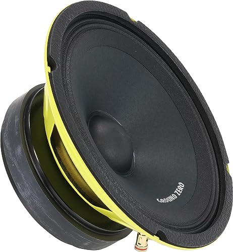 Altoparlanti medi alti 200 mm con membrana di carta rinforzata e bobina corta CCAW, incl. griglia, altoparlanti medi ad alte prestazioni da 200 mm, bobina oscillante CCA da 38 mm, membrana in carta rinforzata con fibra, magnete in ferrite, cestino in acciaio a bassa risonanza, carta Dustcap, incl. griglia di protezione; contenuto: 1 pezzo