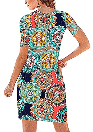 OMZIN Vestito Longuette da Donna con Scollo