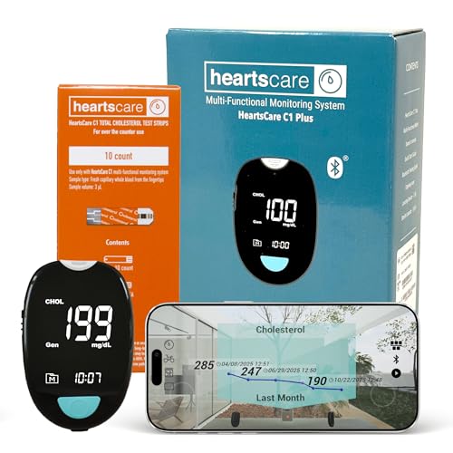 HeartsCare C1 Plus Total Cholesterol Meter Test Kit at Home with ...