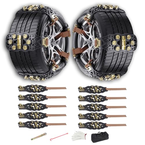 Cadenas De Nieve para Hyundai Ioniq 5, Cadenas Para Nieve Antideslizantes, Con Correas Ajustables Y Clavos Reforzados TraccióN Segura En Nieve Y Arena Durabilidad,A-Black-10pcs