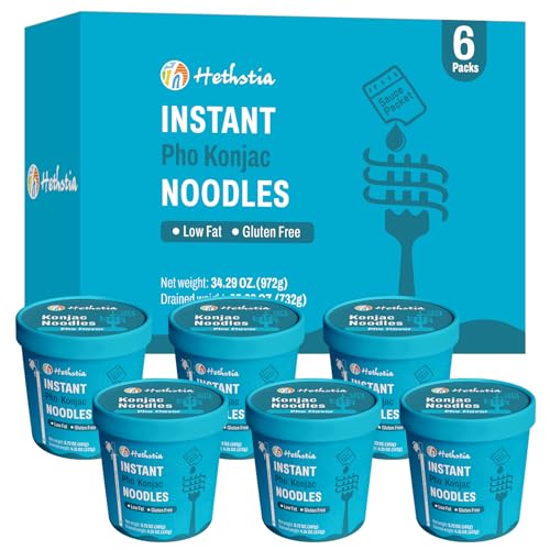 Image of Hethstia Konjac Noodle Soup Cups Pho Flavor Shirataki Noodles, 6 Packs | Vegan, Gluten-Free, Sugar-Free, Fat-Free, Low-Carb, Low-Calorie, Keto, Healthy Asian Ramen, Quick Meal, Gift-Ready