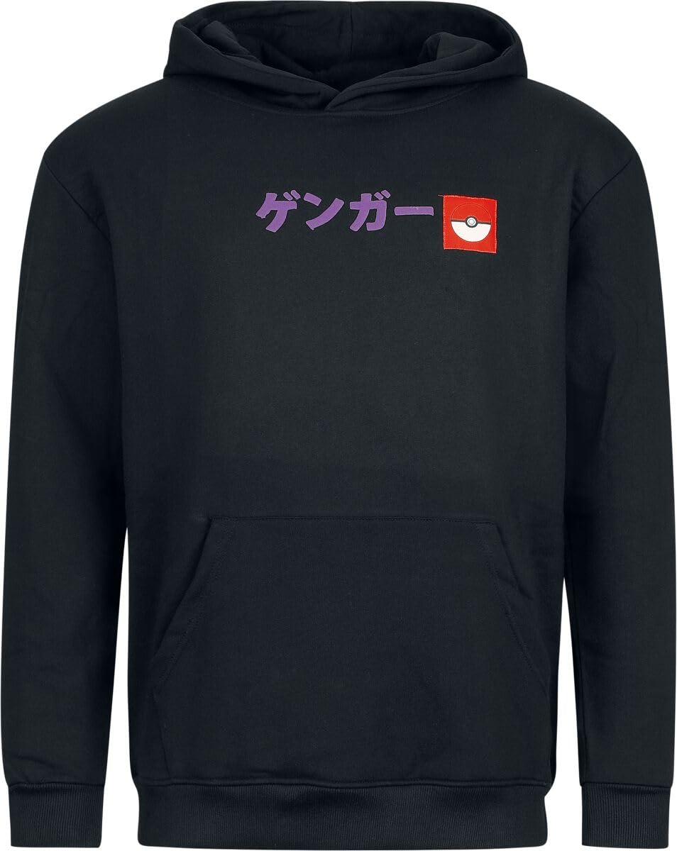 Pokémon Gengar Block Print Uomo Felpa con Cappuccio Nero Regular