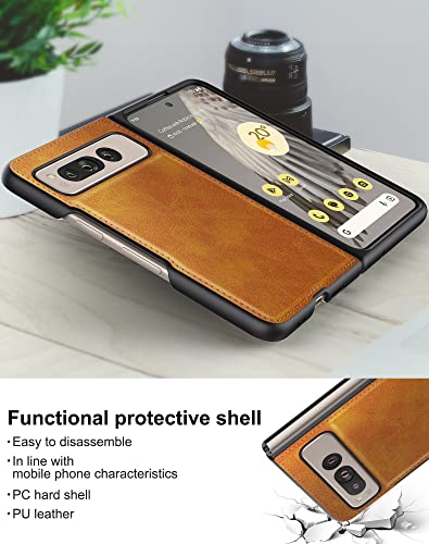 Image of Foluu Pixel Fold 2023 Case, Slim Leather + Hard PC Shell, Yellow