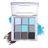 CAKAILA 9 Color Matte Eye Shadow Palette Makeup,Cool Tone Light Blue Black Neutral Eyeshadow Palette