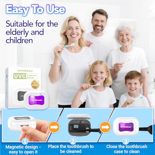 monesao toothbrush sanitizer case portable mini toothbrush covers with holder rechargeable travel home toothbrush and holder cleaner case for all electric amp manual toothbrushes white