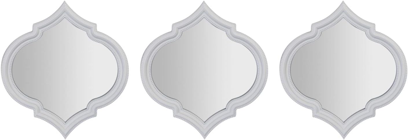 SET OF 3 White MIRROR Moroccan Inspired Design Arched Wall Mounted MIRROR Vintage Style Wall Art Home Bathroom Living Room Decor