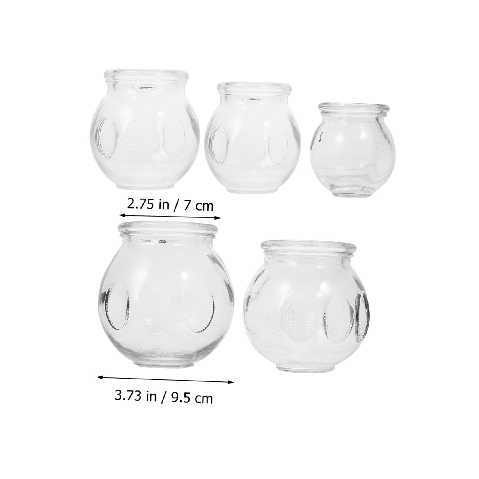 Kit de 5 Ventouses en Verre Épais pour Thérapie Corporelle