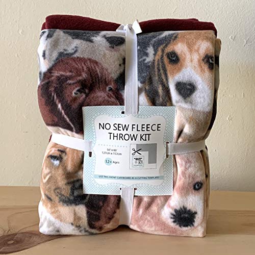 Puppies Anti-Pill No-Sew Throw Fleece Fabric Kit (50x60)
