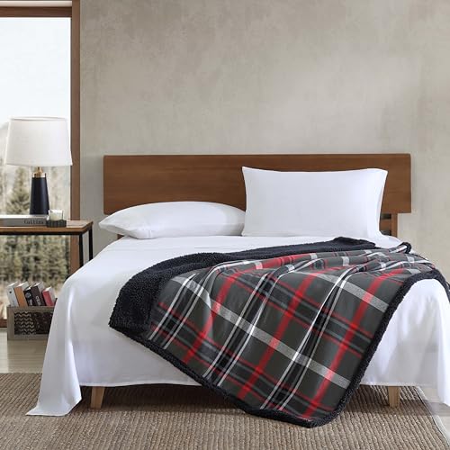 Image of Eddie Bauer - Blanket, Super Soft Reversible Sherpa & Brushed Fleece Bedding, Throw Blankets for Couch, Ideal for Lounging (Winslow Charcoal)