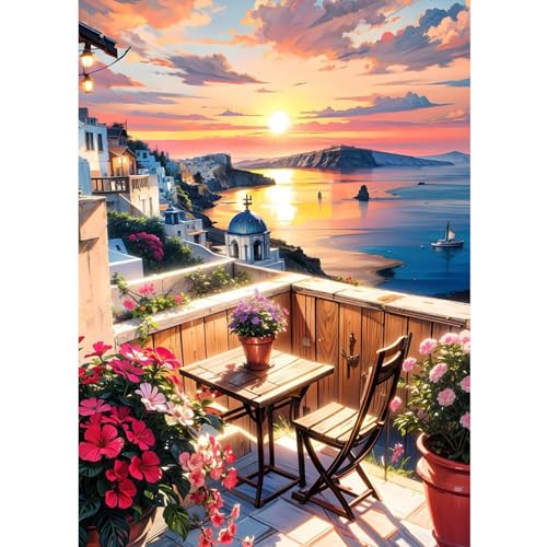 CEOVR 5D Diamond Painting Kits Paisaje,Pintura de Diamantes Arte 30x40 cm,DIY Diamond Art Kits Adulto Principiante,Puesta de Sol en la Playa