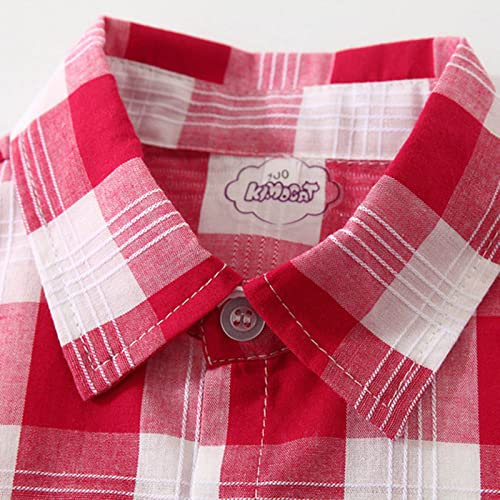 Boy's Button Down Shirts Kids Thin Athletic Lapel Tops Outwear Jacket Toddler Classic Clothing Formal Plaid Dress Shirt4