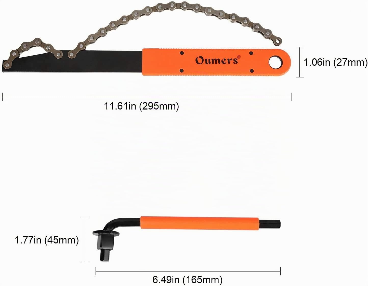 Oumers Herramienta de eliminación de cassette de bicicleta con látigo de cadena llave de la bici Herramientas de extracción de piñones Anillo de bloqueo de cassette de bicicleta