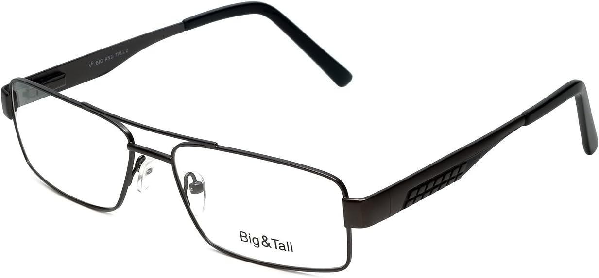 Big and Tall 2 Designer Eyeglasses in Gun-Black +1.50
