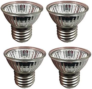 Taysing Dimmable UVA UVB Reptile Heat Lamp Bulb, E26/E27 50 Watt Full Spectrum Sun Light Reptiles. Habitat Lighting & Heat Lamps Holder 1Stand (50W Bulbs-4 Pack)
