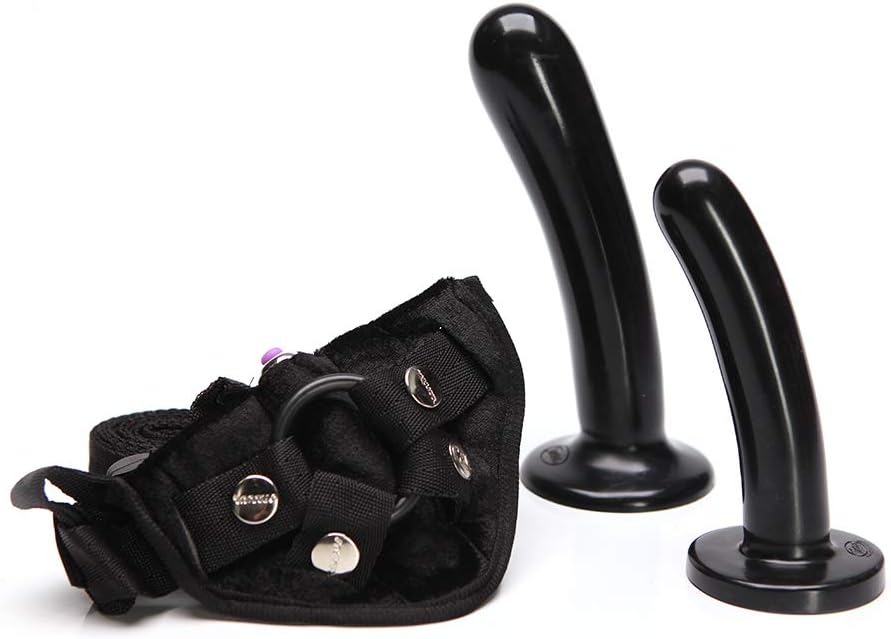 Tantus Sex/Adult Toys Bend Over Intermediate Kit Vibrator Dildo - Includes Silk Dildo (Medium & Large), O-Ring, Vibrating Velvet Harness, Hypoallergenic, Anal & Vaginal Stimulation- Onyx
