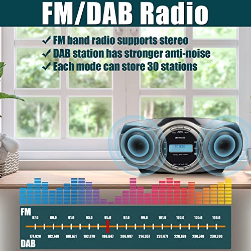 Retekess TR631 DAB Radio mit CD-Player, Boombox Bluetooth, Radio Batteriebetrieben, FM-Stereo, USB, AUX in, LCD Display… - Image 3