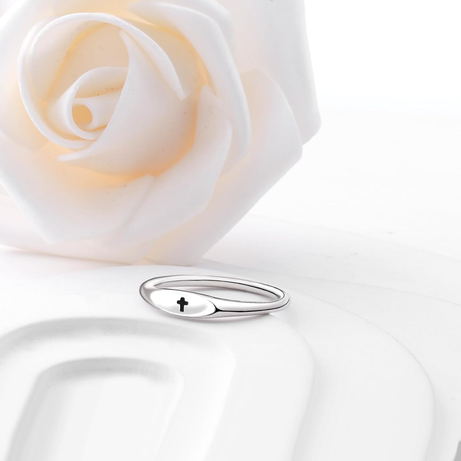 Helonley S925 Sterling Silver Birthstone Stackable Rings for Women Mother with Cubic zirconium Mom Ring Mother's Day Jewelry Gifts for Wife