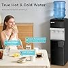 OSTBA Water Cooler Dispenser with Ice Maker, 4-in-1 Top Loading Water Dispenser for 3 & 5 Gallon Bottles, Hot Cold & Room Temp Water, Bullet Ice Maker, Child Safety Lock, Touch Panel