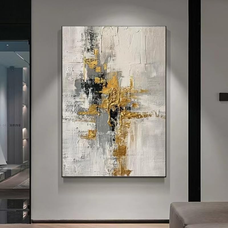 Peinture texturée verticale simple grand tableau décoration murale salon contemporain